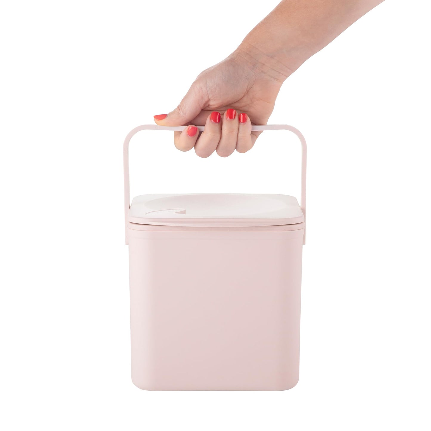 Kitchen Compost Bin – Countertop Food Waste Caddy with Easy Wipe Clean Interior – Made in the UK - 3.5L (0.9 gal.) (Dusty Pink)