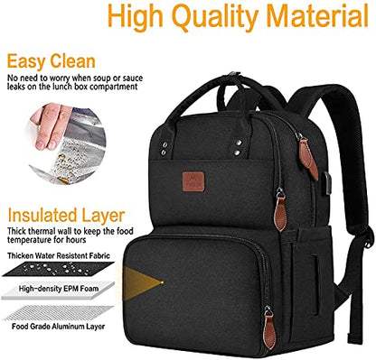 MATEIN Work Backpack Woman, Insulated Cooler Backpacks with Lunch Box, 15.6 Inch Laptop Backpack with USB Port Reusable Water Resistant Tote Food Bag for College Beach Camping Picnics Womens Gift