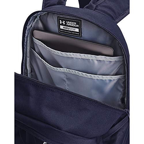 Under Armour Unisex-Adult Hustle Sport Backpack , Midnight Navy (410)/Metallic Silver , One Size Fits All