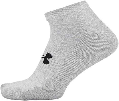 Under Armour Adult Training Cotton No Show Socks, Multipairs , True Gray Heather Assorted 2 (6-Pairs) , Large