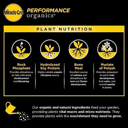 Miracle-Gro Performance Organics Edibles Plant Nutrition - Organic Plant Food Feeds Instantly, for Tomatoes, Vegetables, Herbs and Fruits, Promotes a Bountiful Harvest, 1 lb.