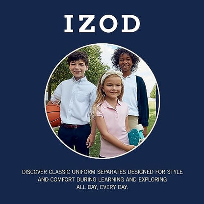 IZOD Girls' School Uniform Pull-on Scooter Skirt with Undershorts, Knit Waistband & Functional Pockets, Wrinkle Resistant, Navy 976, 12