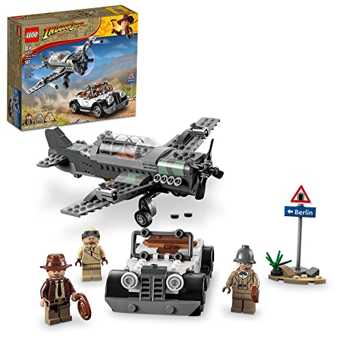 LEGO Indiana Jones and the Last Crusade Fighter Plane Chase 77012 Building Set, Featuring a Buildable Car Airplane Toy, 3 Minifigures Including Jones, Birthday Gift for Kids 8-12 Years Old