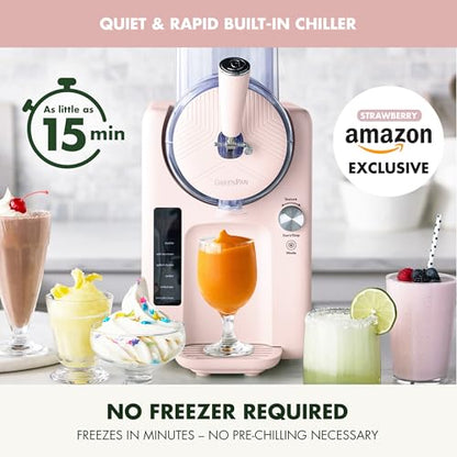 GreenPan Frost Ice Cream Maker & Slushie Machine, Soft Serve, Sorbet, Margaritas, Milkshakes, Frozen Yogurt, No Pre-Freezing, Ready in 15 Mins, 6 Modes, 7 Textures, Self-Cleaning, Family Size, Pink