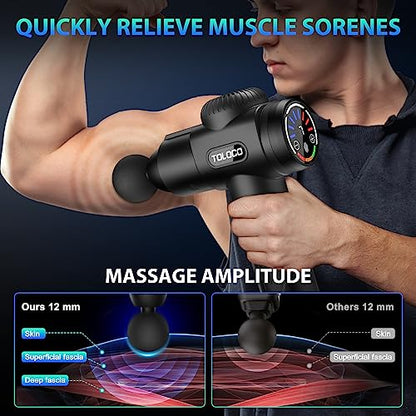 TOLOCO Massage Gun, Mothers Day Gifts, Deep Tissue Back Massage for Athletes for Pain Relief, Percussion Massager with 10 Massages Heads & Silent Brushless Motor, Relax Gifts for Mom/Dad, Black