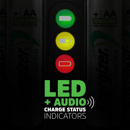 Energizer Recharge Pro Rechargeable AAA and AA Battery Charger With 4 NiMh Rechargeable AA Batteries, Provides a Full Charge in 3 Hours