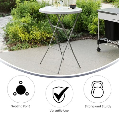 Flash Furniture 32" Round Folding Bar Height Tables for Parties and Commercial Events, Indoor/Outdoor Plastic Bar Height Folding Tables, Set of 4, White