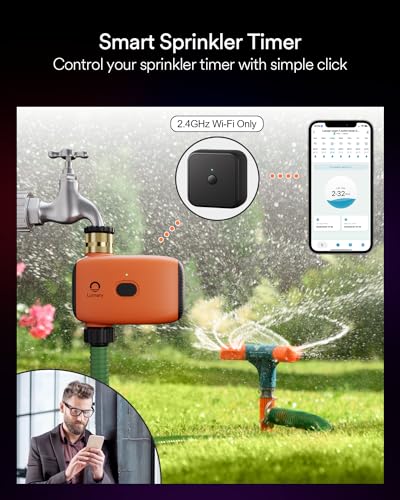 Lumary Smart Sprinkler Timer, WiFi Water Timer for Garden Hose, Brass Inlet Water Hose Timer, Manual/Automatic Irrigation Timer, App/Voice Control Work with Alexa (Gateway Included)