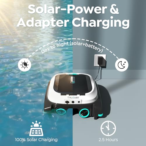 TALOSBO Pleco SK01 Solar Powered Robotic Pool Skimmer with APP Support, 24/7 Cleaning, Two Charging Modes, Smart Obstacle Avoidance, 7L Filter Capacity, Ideal for All Pool Surfaces