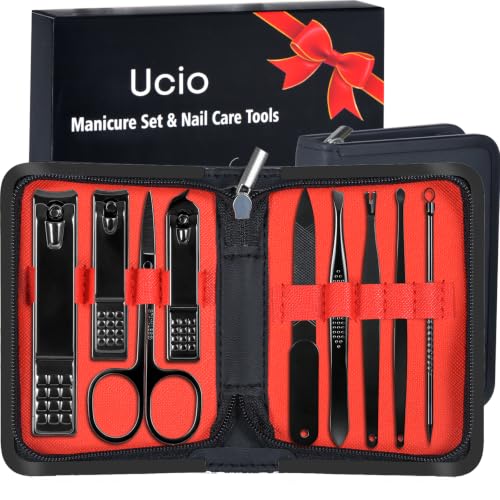 Ucio Manicure Set Men Personal Care Tools Accessories Professional Nail Clippers Pedicure Kit With Travel Case Nail Grooming Kit Gifts for Men Women
