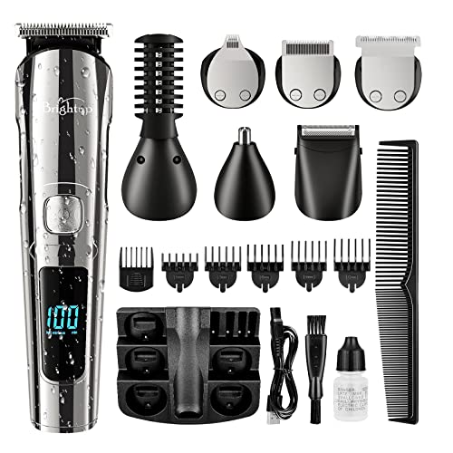 Brightup Beard Trimmer for Men - 19 Piece Mens Grooming Kit with Hair Clippers, Electric Razor, Shavers for Mustache, Body, Face, Ear, Nose Hair Trimmer, Fathers Day Gifts