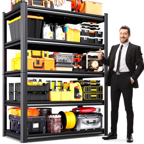 JOJUOU Heavy Duty Garage Shelving, 5-Tier Adjustable All Metal Storage Rack, 71H x 46W x 20D