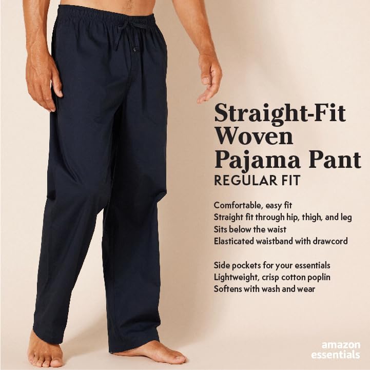 Amazon Essentials Men's Straight-Fit Woven Pajama Pant, Navy Paisley, 3X-Large