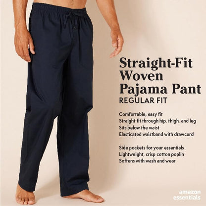 Amazon Essentials Men's Straight-Fit Woven Pajama Pant, Navy Paisley, 3X-Large