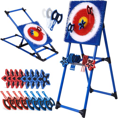 NUCTKP Axe Throwing Game for Backyard with 8 Axes & 8 Star Darts，5FT Tall