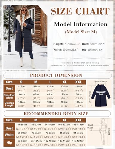 Yusongirl Womens Winter Long Coats Trendy Puffer Jacket Sherpa Fleece Lined Down Coat Long Sleeve Parka Oversized with Hood