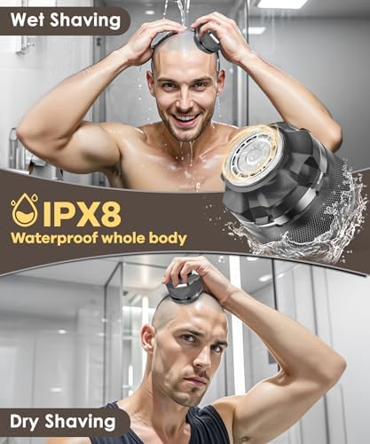 Head Shavers for Bald Men Magnetic Single Blade Electric Shaver with Super Large Blade 10000 RPM Motor IPX8 Waterproof LED Display,Head Shaver (Gray)
