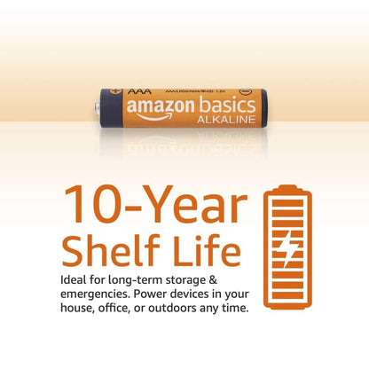 Amazon Basics 36 Count (Pack of 1) AAA High-Performance Alkaline Batteries, 10-Year Shelf Life, Easy to Open Value Pack