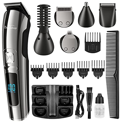 Brightup Beard Trimmer for Men - 19 Piece Mens Grooming Kit with Hair Clippers, Electric Razor, Shavers for Mustache, Body, Face, Ear, Nose Hair Trimmer, Fathers Day Gifts