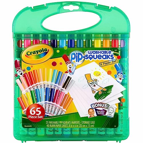 Crayola Pip-Squeaks Washable Markers 65ct, Coloring Art Supplies for Kids | Market Set, Coloring Set, Drawing Art Supplies for Kids, Spring Craft Kit, Travel Activity, Gifts for Kids