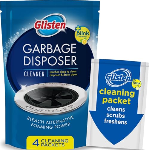 Glisten Garbage Disposer Cleaner, Lemon Scent Odor Eliminator, 4 Packets