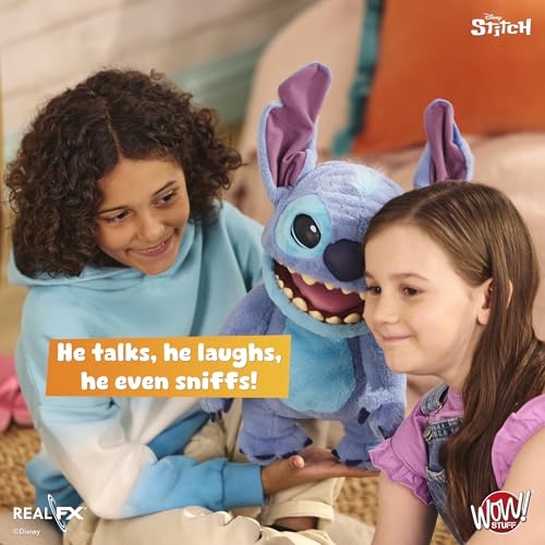 WOW! Stuff: RealFX Disney Stitch Plush from Lilo & Stitch- 18" Animatronic Plush, 100+ Action & Sound Combinations, Looks-Feels-Sounds Realistic! Stuffed Animal Plush, Ages 6+