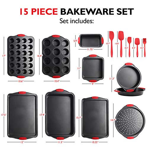 Baking Pan Set, 39 Piece Premium Baking Set, Nonstick Bakeware Sets BPA Free, Cookie Sheets for Baking Nonstick Set, Steel Baking Sheets for Oven with Muffin Pan, Cake Pan & Black Kitchen Utensils