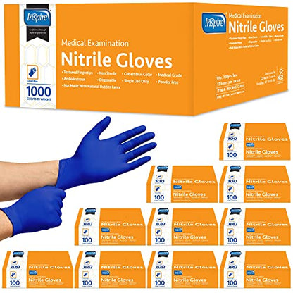 Inspire Nitrile Exam Gloves | THE ORIGINAL Quality Stretch Nitrile, Cobalt Blue | 4.5 Gloves Disposable Latex Free Medical EMT (Large (Pack of 1000), Case Of 1000)