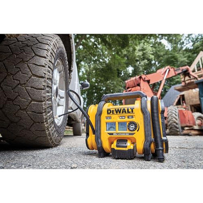 DEWALT Tire Inflator Portable Air Compressor 20V MAX, Car Air Pump with Automatic Shut Off, LED Light, Tool Only (DCC020IB)