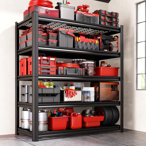 AOAORGG 71.2" H-35.4" W Garage Shelving Heavy Duty Storage Shelves, Adjustable Metal Shelving Unit, Utility Garage Organizer Shelf for Basement, Pantry, Warehouse, Supermarket, 35.4" Wx15.7 Dx71.2 H