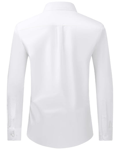 Alimens & Gentle Mens Dress Shirts Regular Fit Stretch Stain Shield Long Sleeve Solid Business Wedding White Button Down Shirts,White,Large