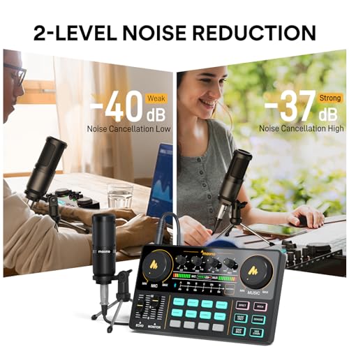 MAONO Podcast Equipment Bundle Audio mixer All-in-One Podcast Production Studio with 3.5mm Microphone for Live Streaming, Podcast Recording, PC, Smartphone, DJ MaonoCaster Lite (AU-AM200-S1)