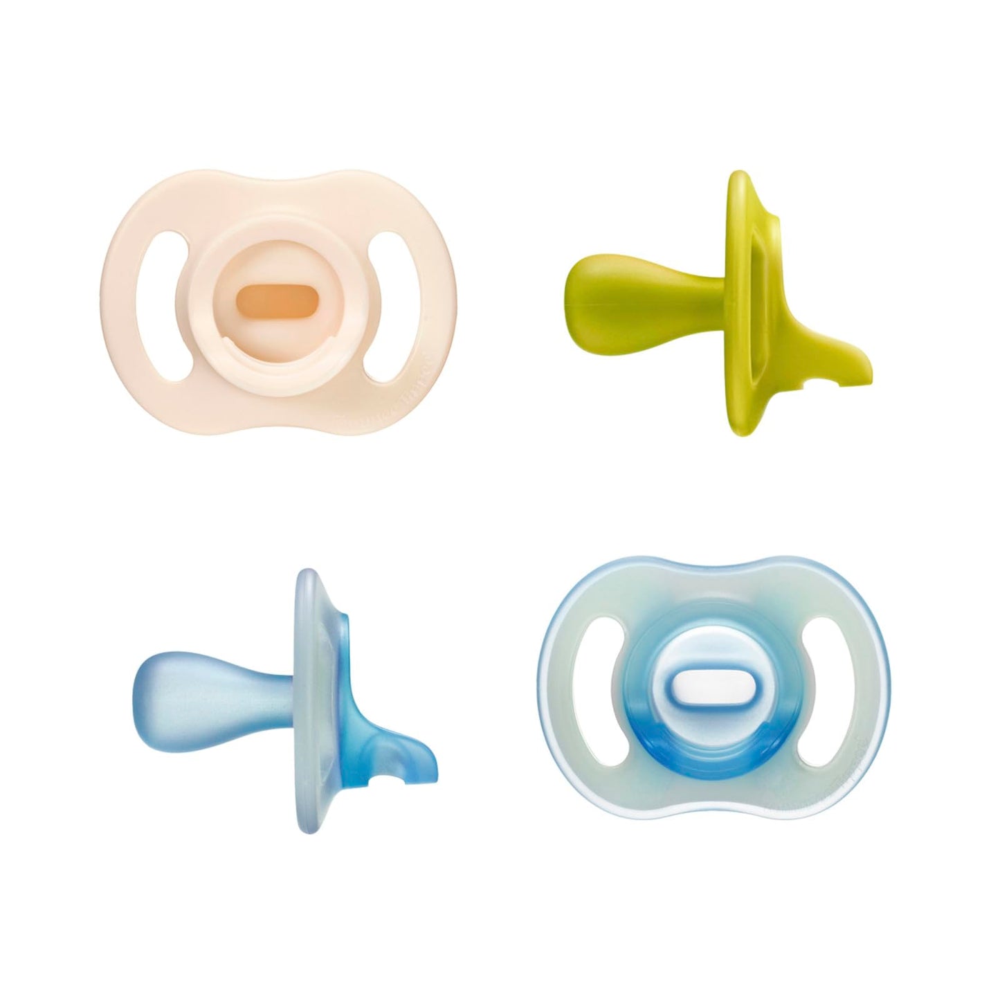 Tommee Tippee Stay Put Pacifier Set, Contains 2 Ultra-Light StayPut Glow in The Dark Pacifiers and 2 Ultra-Light StayPut Pacifiers, 6-18 Months, Colors May Vary, One-Piece Silicone Design, Pack of 4