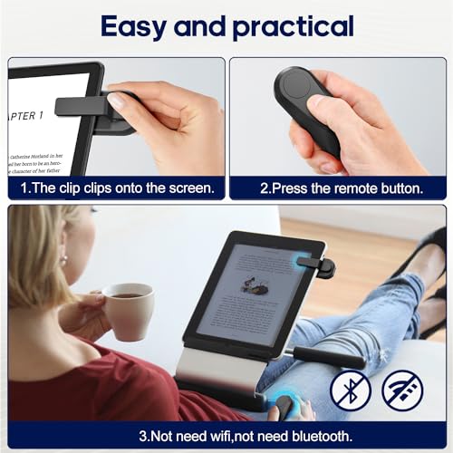 DATAFY Remote Control Page Turner for Kindle Paperwhite Oasis Kobo eReaders, Camera Video Recording Remote Triggers, Page Turner Clicker for ipad Tablets Reading Novels with Wrist Strap Storage Bag