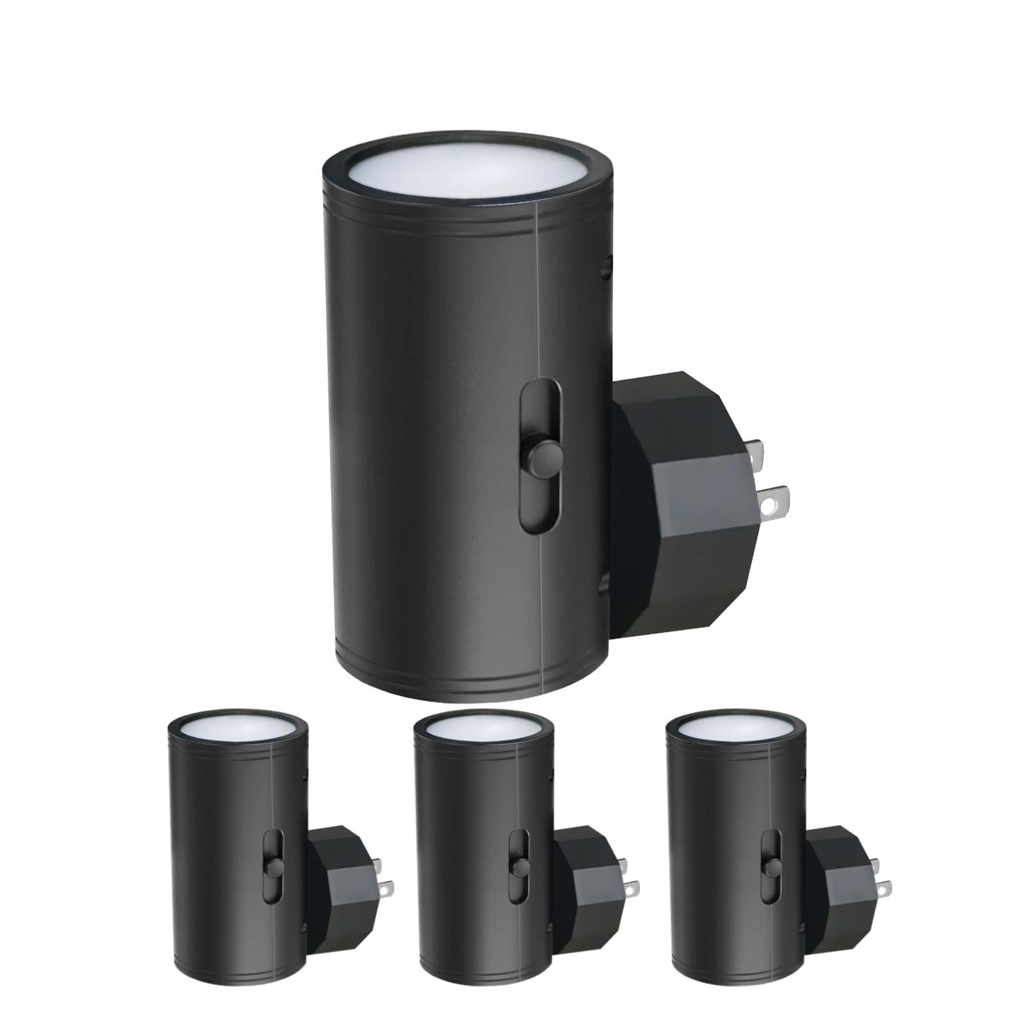 TSEXES 4 Pack LED Night Light Plug in, Dusk to Dawn Sensor,5-300LM Adjustable Brightness, Soft White 3000K,Dimmable Night Lights for Kitchen,Hallway Bedroom,Stairs