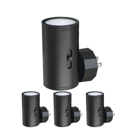 TSEXES 4 Pack LED Night Light Plug in, Dusk to Dawn Sensor,5-300LM Adjustable Brightness, Soft White 3000K,Dimmable Night Lights for Kitchen,Hallway Bedroom,Stairs