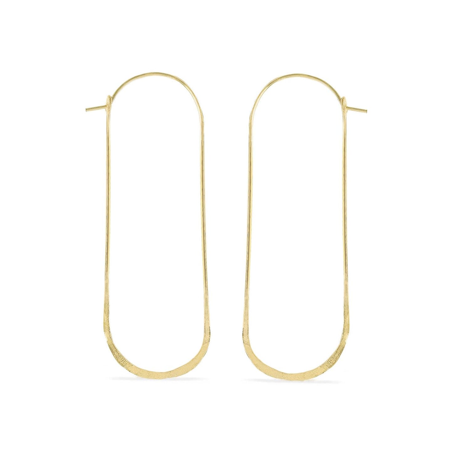 Kairo Hoops Gold Filled Earrings For Women, Elongated Oval Earrings, Hammered Texture Design, Yellow Gold Earrings, Seamless look, flawless long Hoops For Women, Large size 2 7/8" L x 1" W