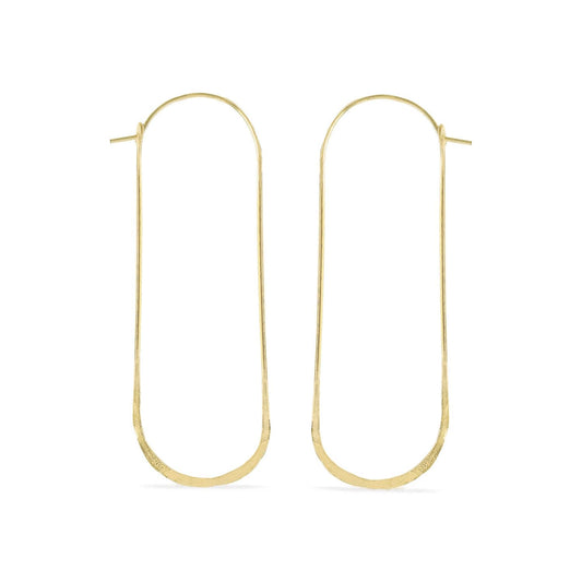 Kairo Hoops Gold Filled Earrings For Women, Elongated Oval Earrings, Hammered Texture Design, Yellow Gold Earrings, Seamless look, flawless long Hoops For Women, Large size 2 7/8" L x 1" W