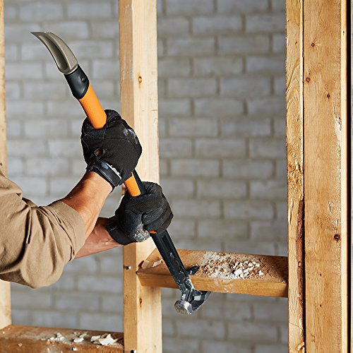 Fiskars Pro IsoCore Wrecking Bar - 30" Hammer, Crow Bar, and Board Bender with Shock Controlled Handle - Building and Fixing Tools - Orange/Black