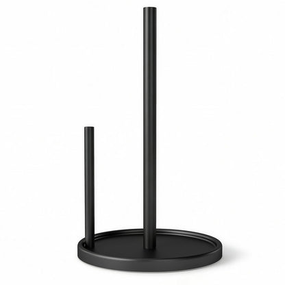 Jesginboo Paper Towel Holder Countertop, Black Kitchen Paper Towels Holder, Paper Roll Holder with Weighted Base