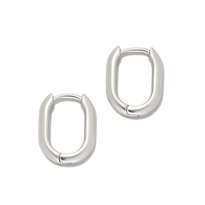 Amazon Essentials Sterling Silver Plated Modern Oval Hoop 15mm, Silver
