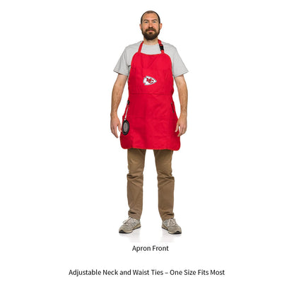 Team Sports America NFL Kansas City Chiefs Ultimate Grilling Apron | Bottle Opener and Insulated Beverage Holder | Heavy Duty Durable Cotton Canvas 300 GSM | Machine Washable | Adjustable Straps