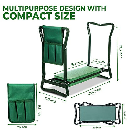 H> Garden Kneeler and Seat, Foldable Garden Stool Heavy Duty Gardening Bench for Kneeling and Sitting to Prevent Knee & Back Pain, Great Gardening Gifts for Women, Grandparents, Seniors, Mom & Dad