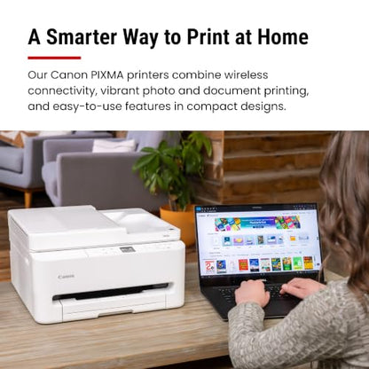 Canon PIXMA TR7120 Wireless Color Inkjet Printer, Duplex Printing, White – Home Printer with Copier/Scanner, Auto Document Feeder, Compact Design, Intuitive Control Panel