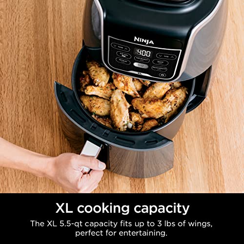 Ninja AF150AMZ Air Fryer XL, 5.5 Qt. Capacity that can Air Fry, Air Roast, Bake, Reheat & Dehydrate, with Dishwasher Safe, Nonstick Basket & Crisper Plate and a Chef-Inspired Recipe Guide, Grey