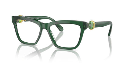 Swarovski SK2021 Prescription Eyewear Frames, Transparent Green/Demo Lens, 55 mm