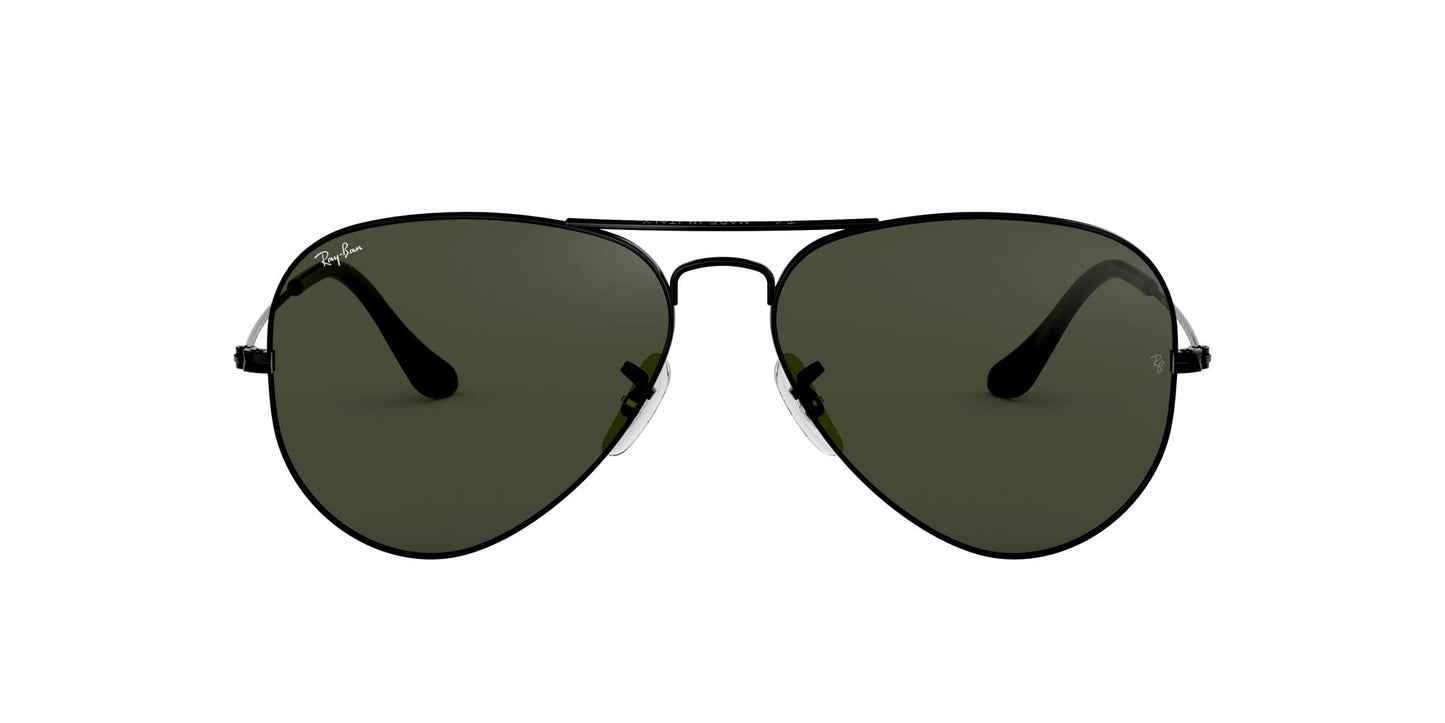Ray-Ban RB3025 Classic Aviator Sunglasses, Black/G-15 Green, 58 mm