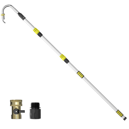 SISUPASSIE 24FT Reach Gutter Cleaning Tools from Ground, Telescopic Rain Gutter Cleaners Tool with Quick Connect Adapter and Heavy Duty Wand for 2nd Story House