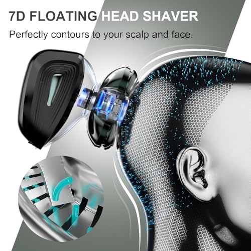 Head Shavers for Bald Men: 7D Floating with 120-Min Run - Grass Green