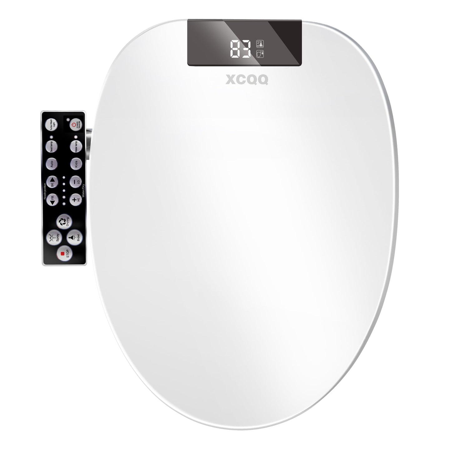 XCQQ Electric Heated Bidet Toilet Seat with Warm Water Wash, Warm Air Dryer, Soft Closed Lid, Night Light, LED Display, Toilet Seat with Bidet Requires Outlet - Elongated